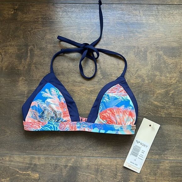NWT Roxy Undersea Fixed Tri Bikini Top Sz- Med - Picture 3 of 8